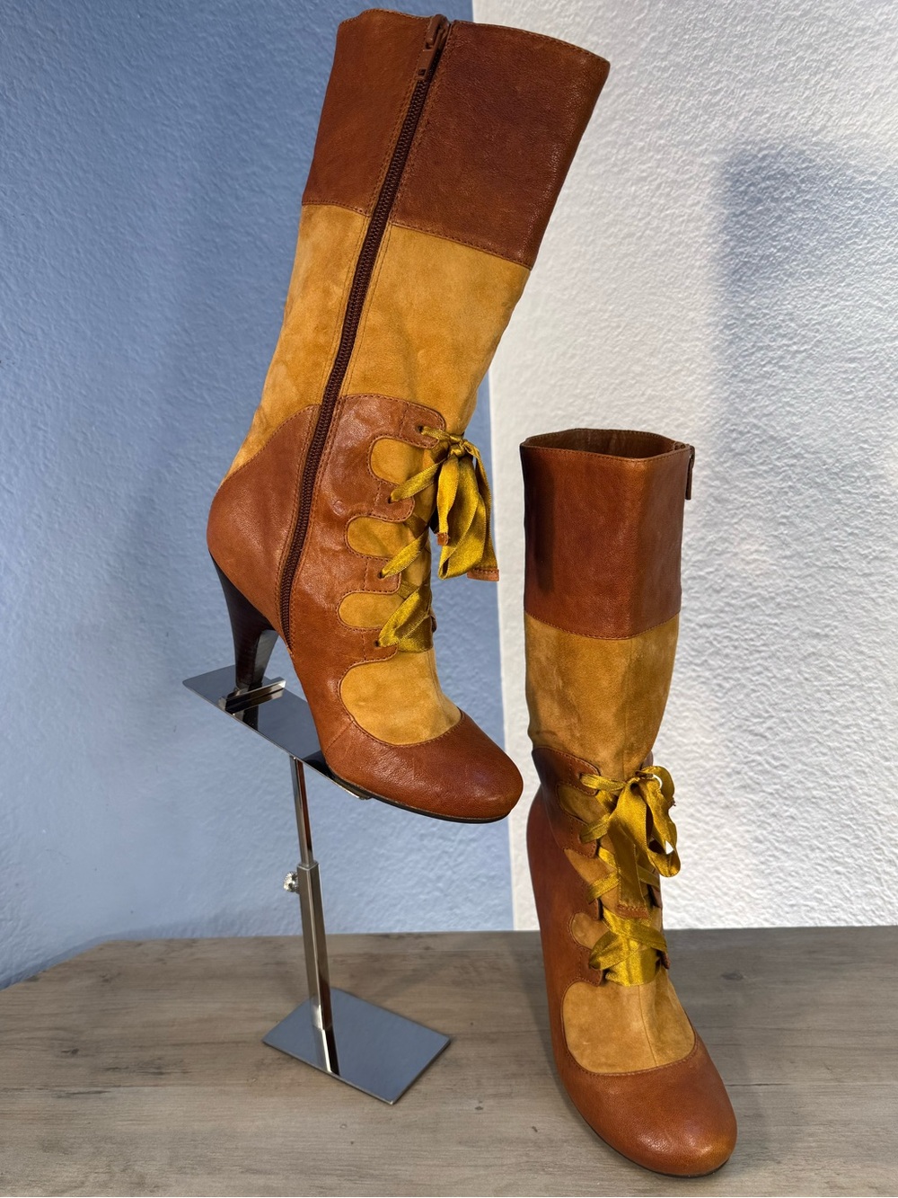 Poetic Licence London Leather Suede Tall Boots US 6 EU 36½ Steampunk